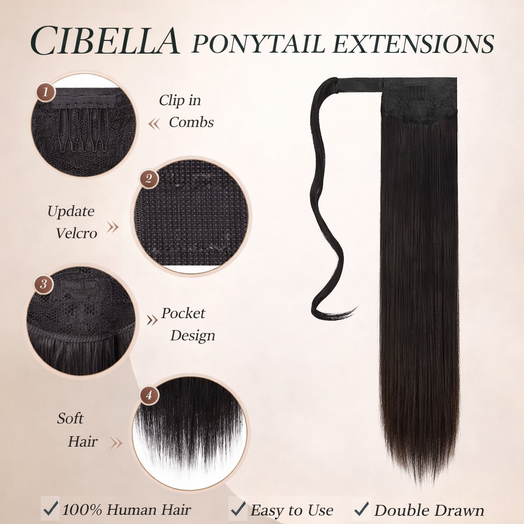 Pony Tails Hair Extensions Double Drawn Drawstring