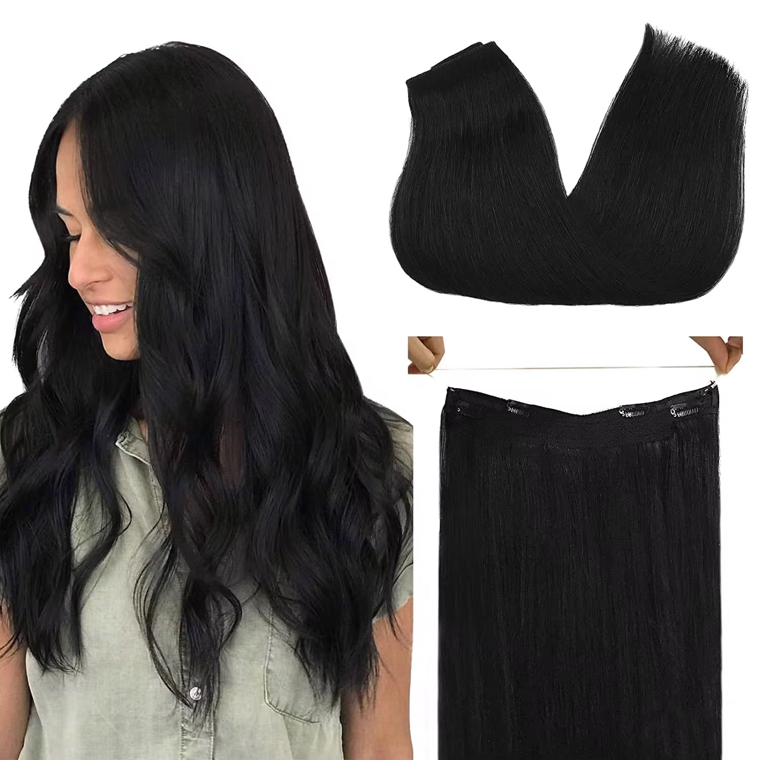Halo Hair Extensions – 100% Human Hair
