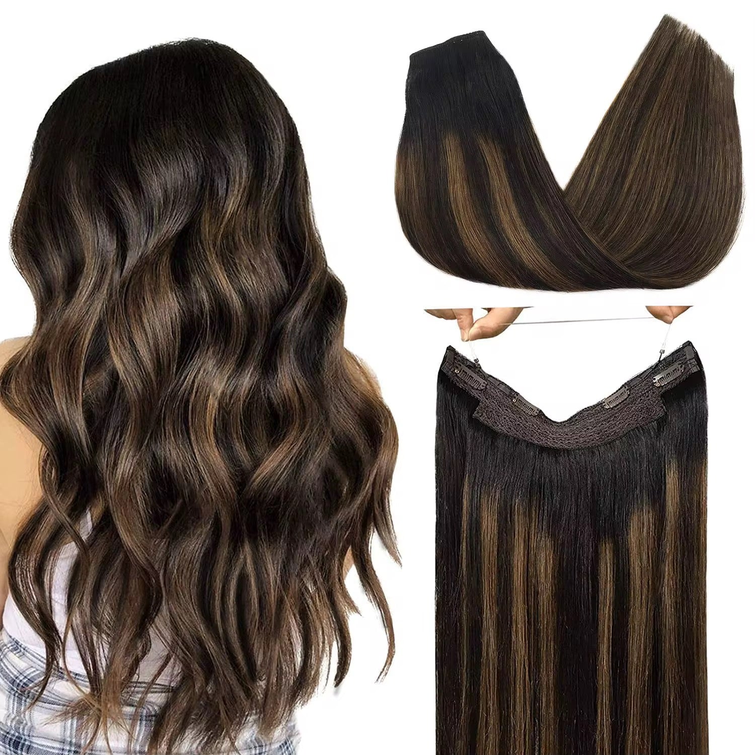 Halo Hair Extensions – 100% Human Hair