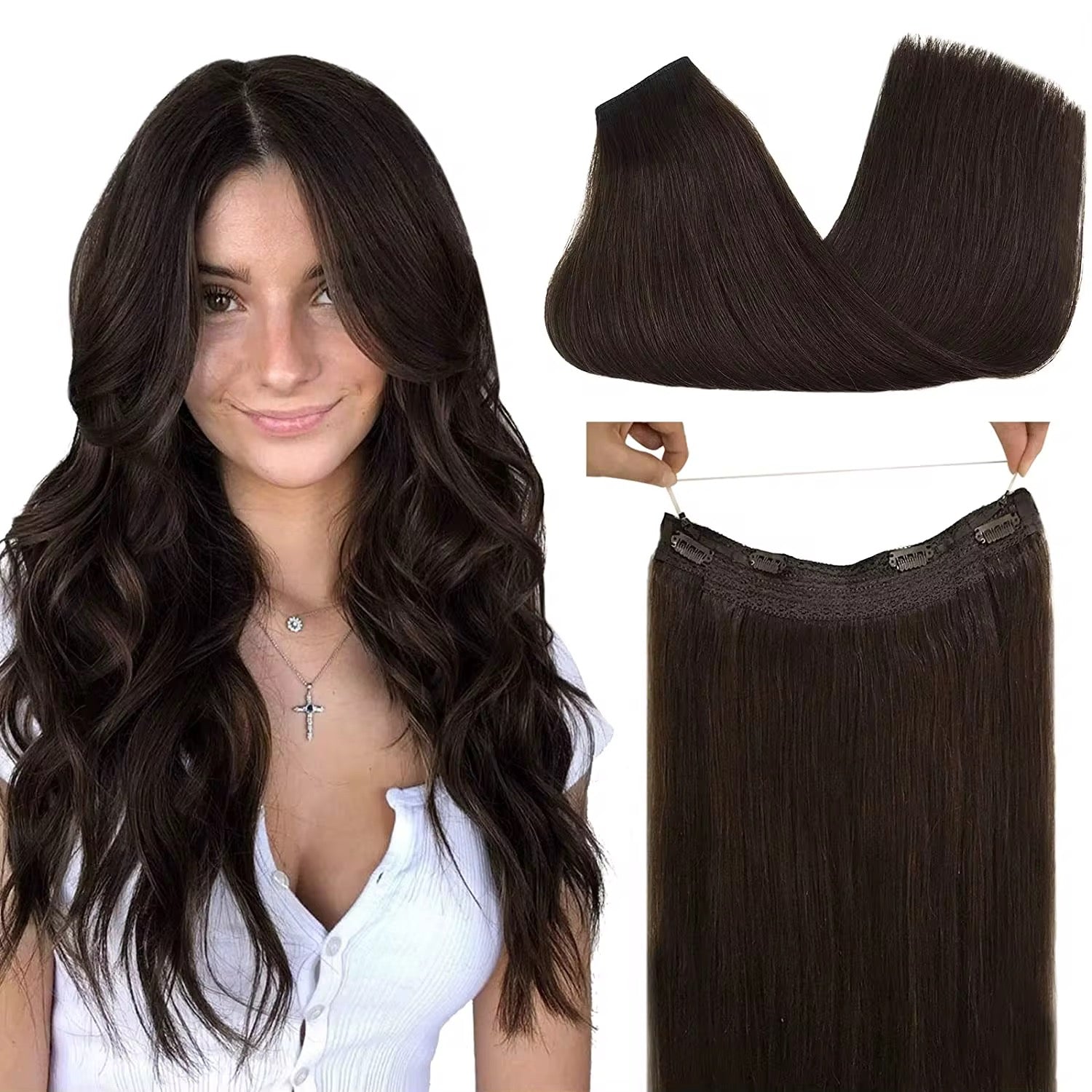 Halo Hair Extensions – 100% Human Hair