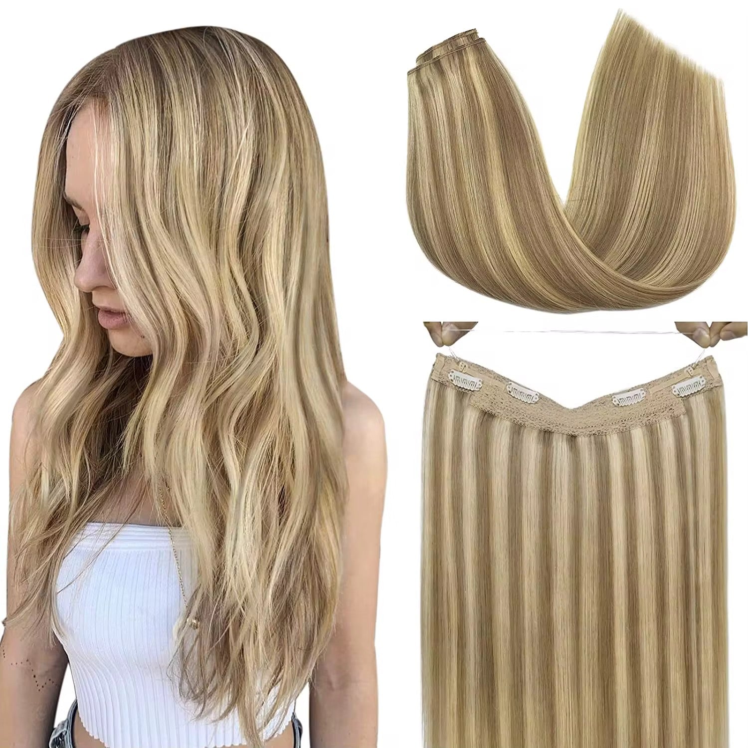 Halo Hair Extensions – 100% Human Hair