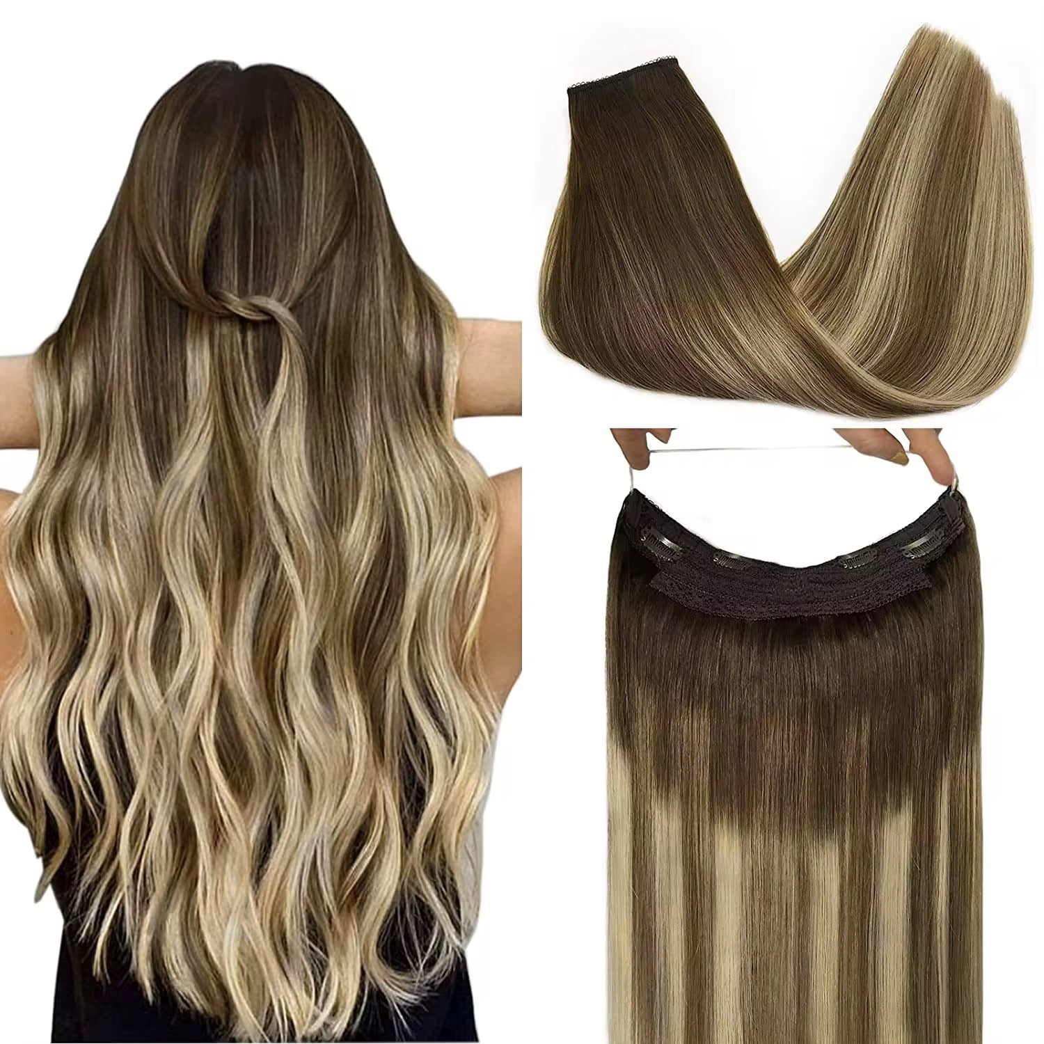 Halo Hair Extensions – 100% Human Hair
